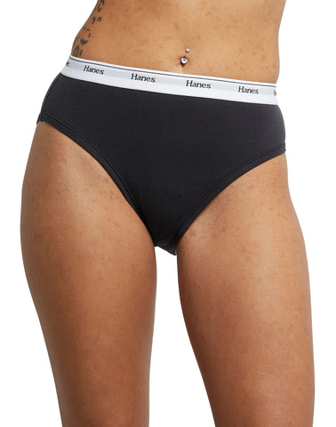 Hanes Originals Women's Hi-Leg Underwear, Breathable Stretch Cotton, 6-Pack