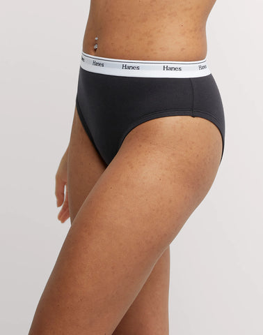 Hanes Originals Women's Hi-Leg Underwear, Breathable Stretch Cotton, 6-Pack