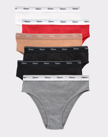 Hanes Originals Women's Hi-Leg Underwear, Breathable Stretch Cotton, 6-Pack
