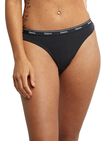 Hanes Originals Women's Thong Underwear, Breathable Stretch Cotton, 6-Pack