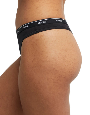 Hanes Originals Women's Thong Underwear, Breathable Stretch Cotton, 6-Pack