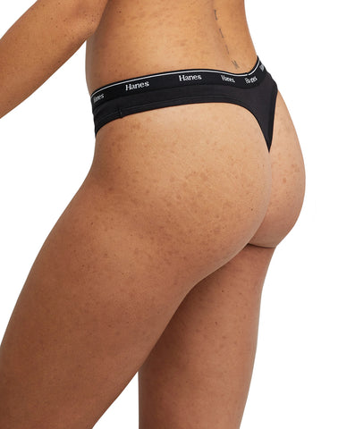 Hanes Originals Women's Thong Underwear, Breathable Stretch Cotton, 6-Pack