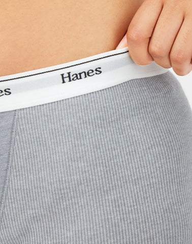 Hanes Originals Women's Mid-Thigh Boxer Brief Underwear, Breathable Stretch Cotton, 4-Pack