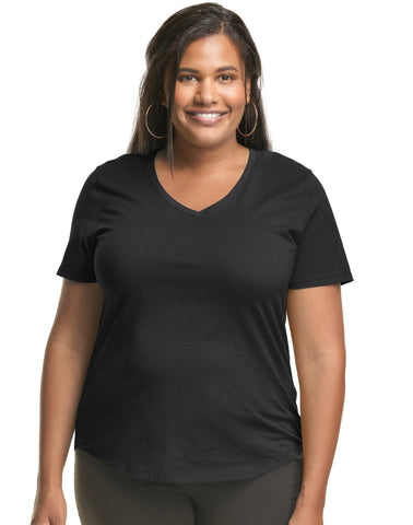 Hanes Just My Size Cotton Jersey Short Sleeve V-Neck T-Shirt (Plus Size)