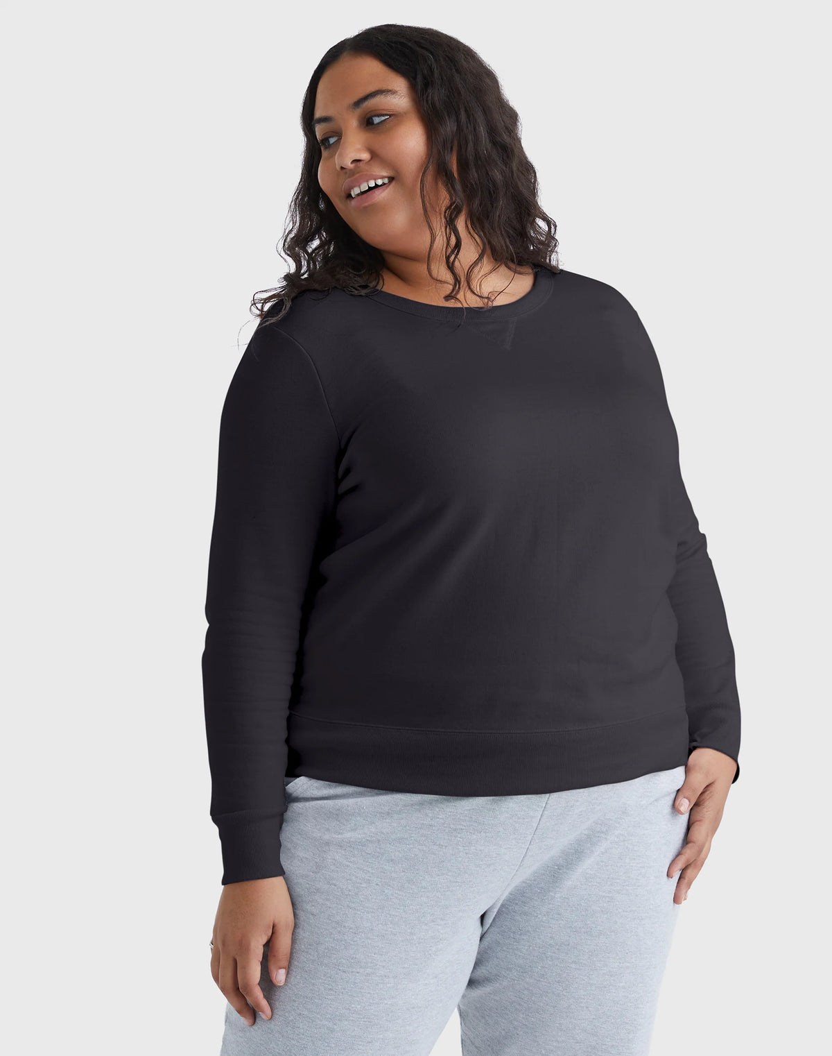 Hanes Just My Size EcoSmart Women's Fleece Sweatshirt, V-Notch (Plus Size)