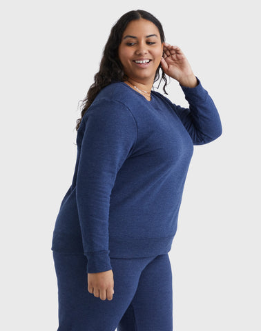 Hanes Just My Size EcoSmart Women's Fleece Sweatshirt, V-Notch (Plus Size)