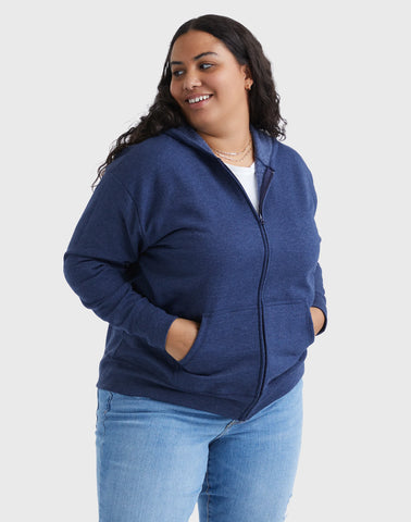 Hanes Just My Size EcoSmart Women's Full-Zip Fleece Hoodie (Plus Size)