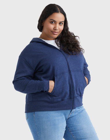 Hanes Just My Size EcoSmart Women's Full-Zip Fleece Hoodie (Plus Size)