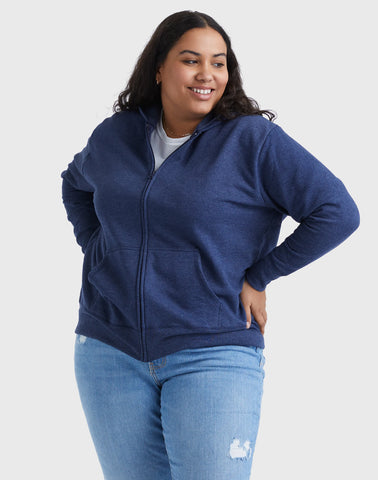 Hanes Just My Size EcoSmart Women's Full-Zip Fleece Hoodie (Plus Size)