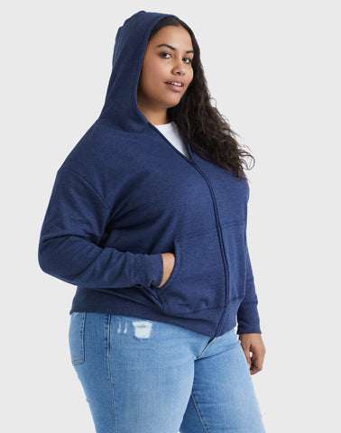Hanes Just My Size EcoSmart Women's Full-Zip Fleece Hoodie (Plus Size)