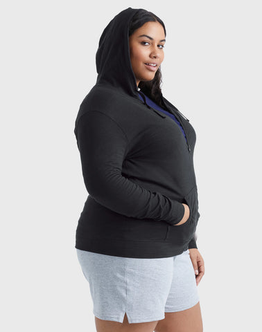 Hanes Just My Size Women's Full-Zip Slub Hoodie (Plus Size)