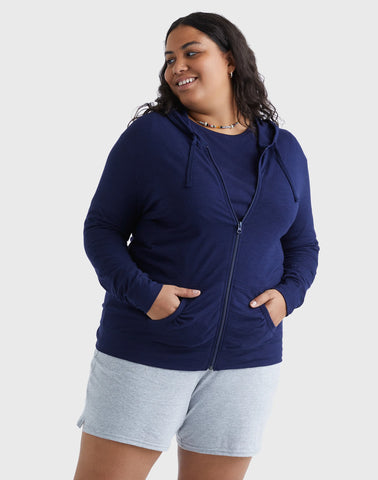 Hanes Just My Size Women's Full-Zip Slub Hoodie (Plus Size)