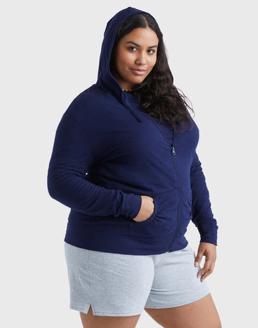 Hanes Just My Size Women's Full-Zip Slub Hoodie (Plus Size)
