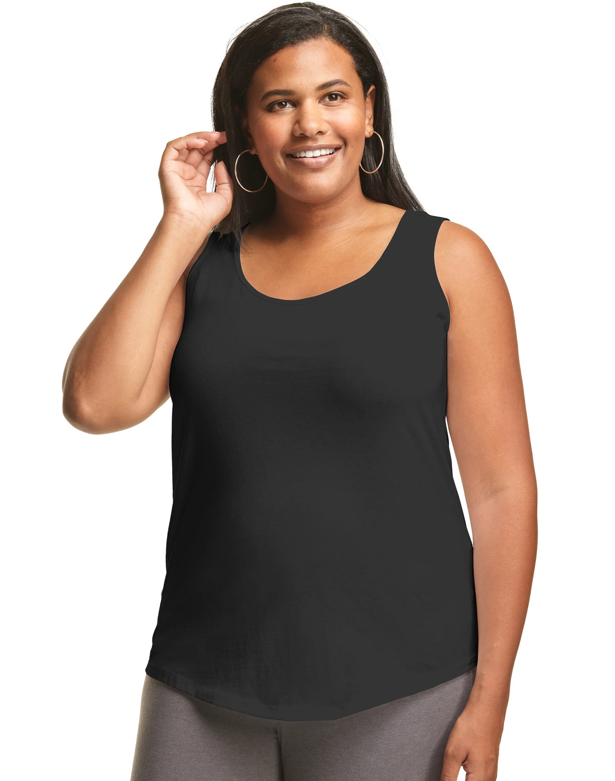 Hanes Just My Size Women’s Cotton Jersey Tank, Shirttail Hem (Plus Size)