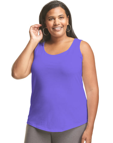 Hanes Just My Size Women’s Cotton Jersey Tank, Shirttail Hem (Plus Size)