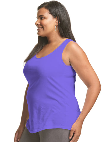 Hanes Just My Size Women’s Cotton Jersey Tank, Shirttail Hem (Plus Size)