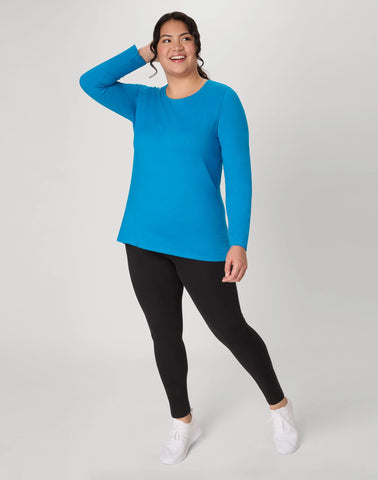 Hanes Women's Long Sleeve Scoop-Neck Cotton T-Shirt (Plus Size)