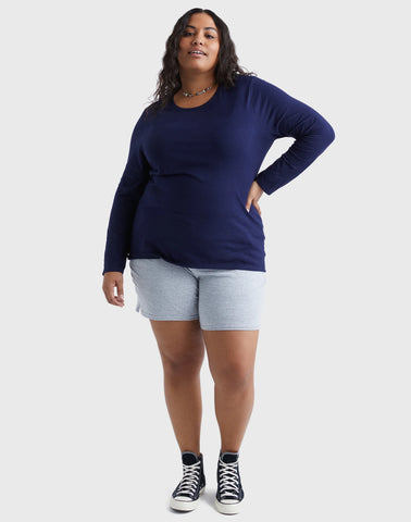 Hanes Women's Long Sleeve Scoop-Neck Cotton T-Shirt (Plus Size)