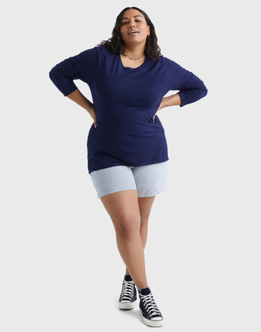 Hanes Women's Long Sleeve Scoop-Neck Cotton T-Shirt (Plus Size)