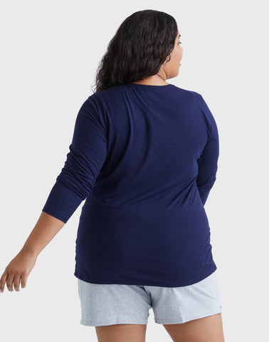 Hanes Women's Long Sleeve Scoop-Neck Cotton T-Shirt (Plus Size)