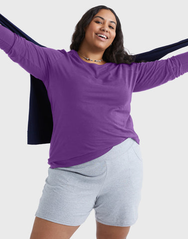Hanes Women's Long Sleeve Scoop-Neck Cotton T-Shirt (Plus Size)