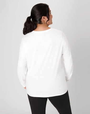 Hanes Women's Long Sleeve Scoop-Neck Cotton T-Shirt (Plus Size)