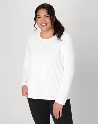 Hanes Women's Long Sleeve Scoop-Neck Cotton T-Shirt (Plus Size)