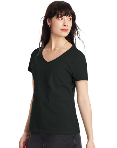Hanes Perfect-T Women's V-Neck Cotton T-Shirt, Value 2-Pack