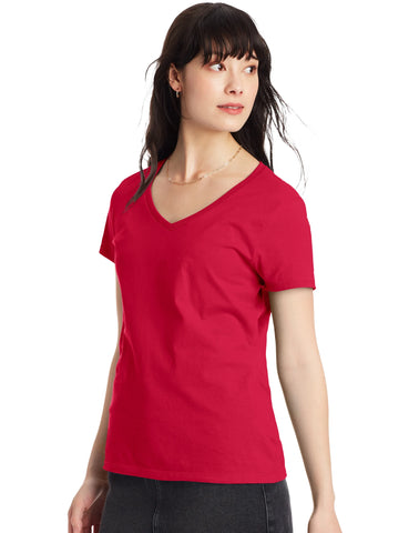 Hanes Perfect-T Women's V-Neck Cotton T-Shirt, Value 2-Pack