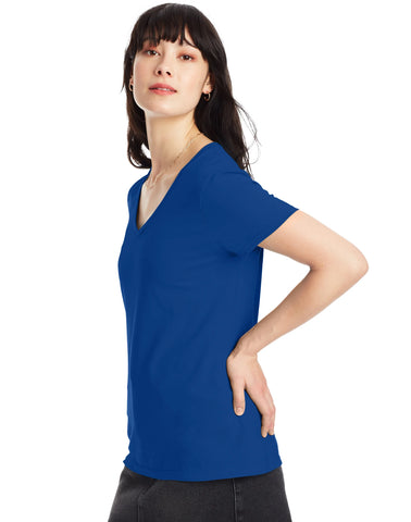 Hanes Perfect-T Women's V-Neck Cotton T-Shirt, Value 2-Pack