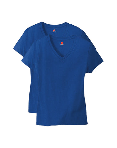 Hanes Perfect-T Women's V-Neck Cotton T-Shirt, Value 2-Pack