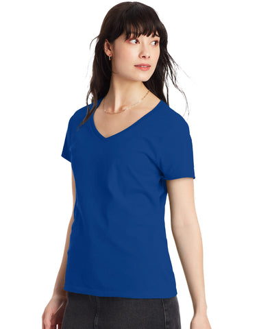 Hanes Perfect-T Women's V-Neck Cotton T-Shirt, Value 2-Pack