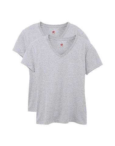 Hanes Perfect-T Women's V-Neck Cotton T-Shirt, Value 2-Pack