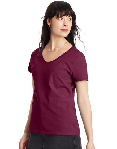 Hanes Perfect-T Women's V-Neck Cotton T-Shirt, Value 2-Pack