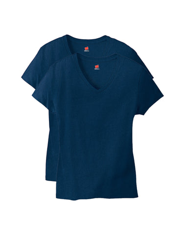Hanes Perfect-T Women's V-Neck Cotton T-Shirt, Value 2-Pack