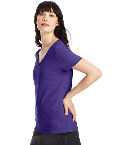 Hanes Perfect-T Women's V-Neck Cotton T-Shirt, Value 2-Pack