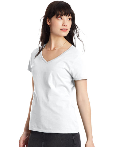 Hanes Perfect-T Women's V-Neck Cotton T-Shirt, Value 2-Pack
