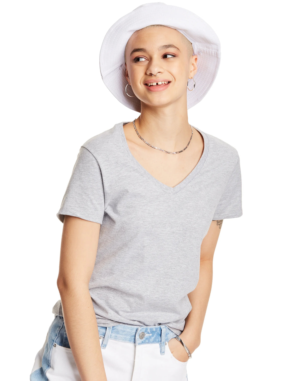 Hanes Perfect-T Women's V-Neck Cotton T-Shirt