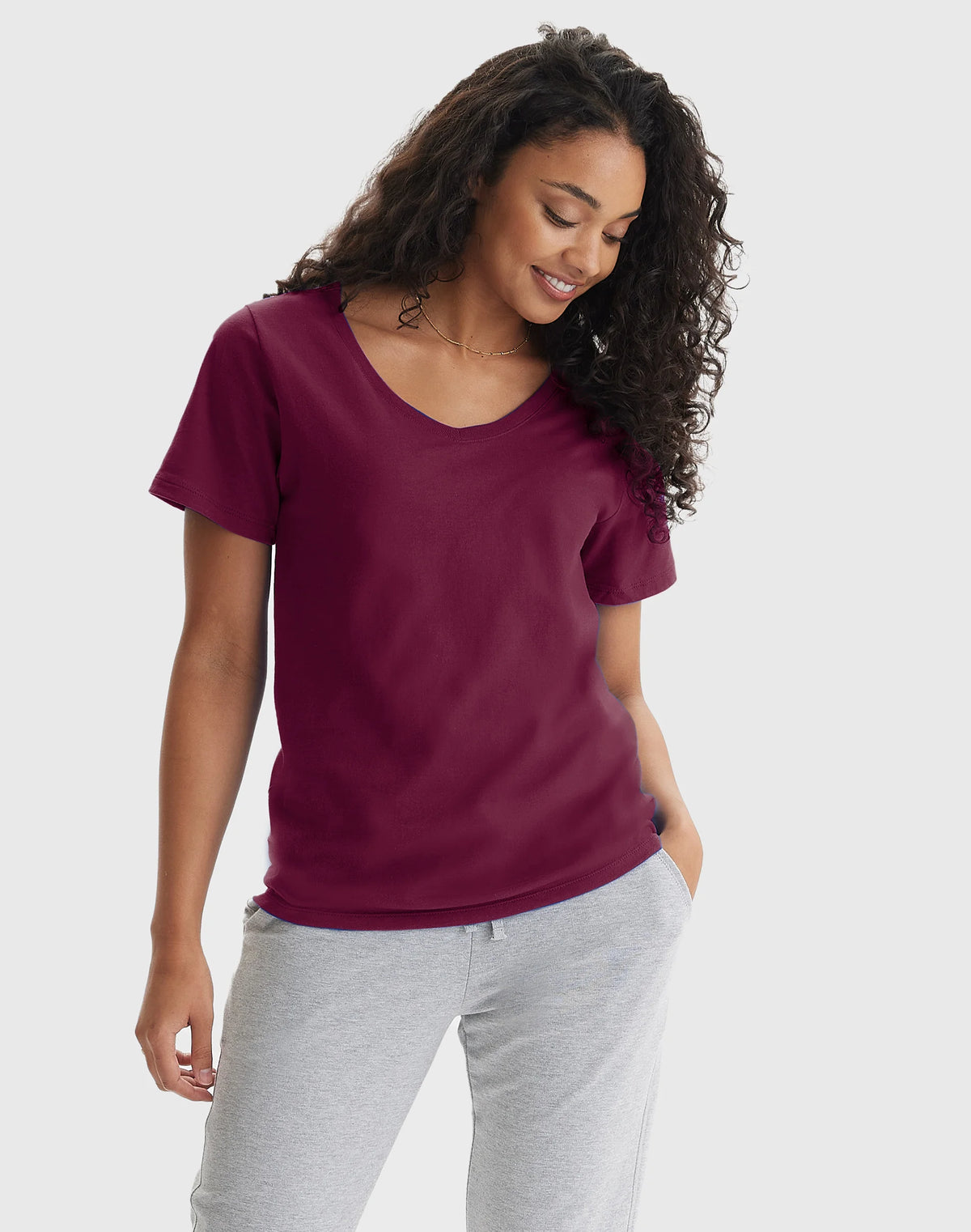 Hanes Perfect-T Women's V-Neck Cotton T-Shirt