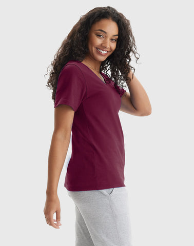Hanes Perfect-T Women's V-Neck Cotton T-Shirt