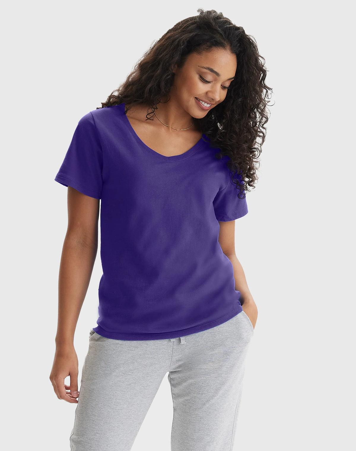 Hanes Perfect-T Women's V-Neck Cotton T-Shirt