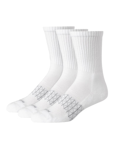 Hanes Absolute Active Men’s Cushioned Crew Socks, Shoe Sizes 6-12, 3-Pairs