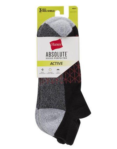 Hanes Absolute Active Men’s Cushioned Heel Shield Socks, Shoe Sizes 6-12, 3-Pairs
