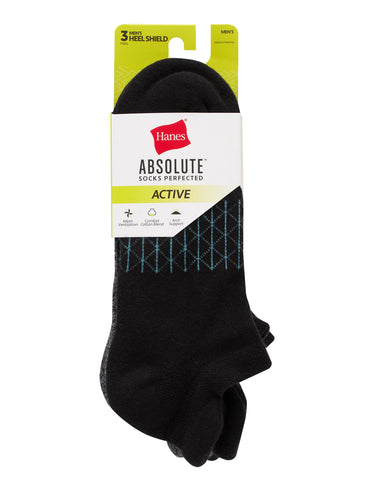 Hanes Absolute Active Men’s Cushioned Heel Shield Socks, Shoe Sizes 6-12, 3-Pairs