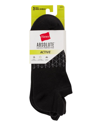 Hanes Absolute Active Men’s Cushioned Heel Shield Socks, Shoe Sizes 6-12, 3-Pairs