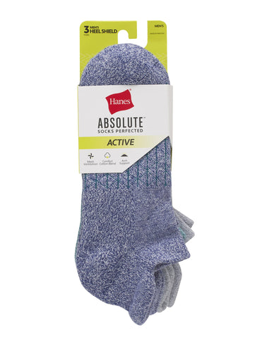 Hanes Absolute Active Men’s Cushioned Heel Shield Socks, Shoe Sizes 6-12, 3-Pairs
