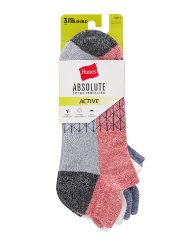 Hanes Absolute Active Men’s Cushioned Heel Shield Socks, Shoe Sizes 6-12, 3-Pairs
