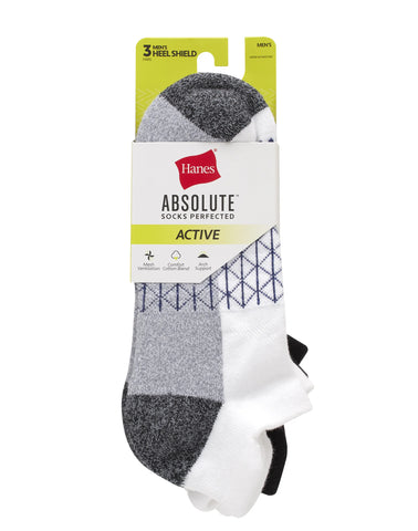 Hanes Absolute Active Men’s Cushioned Heel Shield Socks, Shoe Sizes 6-12, 3-Pairs