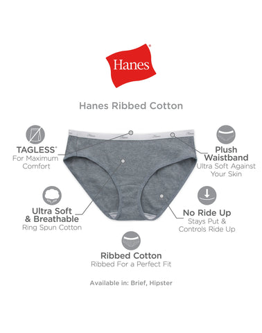 Hanes Women's Ribbed Cotton Briefs 6-Pack