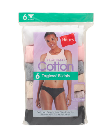 Hanes Women's Cotton Bikini Underwear, Cool Comfort, 6-Pack